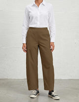 LOMON Wide Leg Barrel Pants for Women 27" Work Dress Casual Golf Loose Fit Crop Ankle Palazzo Slacks with Pockets Spring 2026