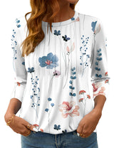 LOMON Women's 3/4 Length Sleeve Tops Crew Neck Dressy Casual Blouses Summer Tees Shirts