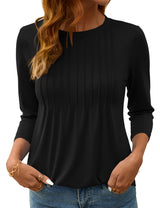 LOMON Women's 3/4 Length Sleeve Tops Crew Neck Dressy Casual Blouses Summer Tees Shirts