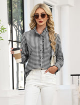 LOMON Button Down Shirts for Women Dressy Casual Long Sleeve Ruffle Blouses Office Tops Work Shirt