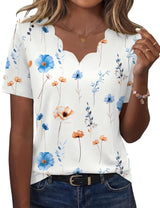 LOMON Womens Summer Tops V Neck Short Sleeve Shirts Dressy Casual Tunic Blouses Spring Fashion