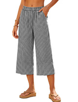 LOMON Women's Wide Leg Capri Pants Cropped Palazzo Summer Beach Vacation Casual Pants with Pockets
