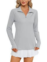 LOMON Women Long Sleeve Shirts Sun Protection 1/4 Zip Summer Quick Dry Hiking Shirts Quarter Zip Pullover for Women