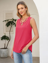 LOMON Womens Summer Tank Tops Sleeveless Shirts V Neck Casual Tee Cut Out Ring Keyhole Tanks Camisole Blouse