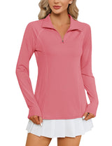LOMON Women Long Sleeve Shirts Sun Protection 1/4 Zip Summer Quick Dry Hiking Shirts Quarter Zip Pullover for Women