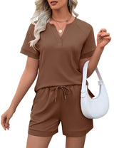 LOMON Womens Two Piece Sets Summer Lounge Sets Sweatsuit Shorts Set Casual Matching Sets