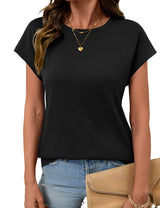LOMON Womens Summer Tops Short Sleeve Shirts Cap Sleeve Tops Crew Neck Cute Trendy Tunic Blouses Dressy Casual Outfits 2026