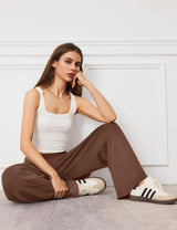 LOMON Womens Wide Leg Pants Travel Casual Lounge High Waist Flowy Palazzo Pants with Pocket Loose Spring Summer Clothing
