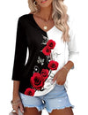 Lomon Women's V Neck T Shirts 3/4 Sleeve Blouse Summer Tops Dressy Casual Basic Tees