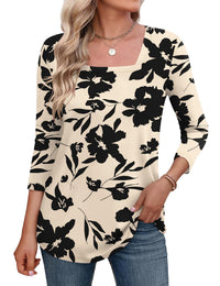Apricot Black Floral