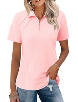 LOMON Womens Golf Polo Shirts Summer Short Sleeve 1/4 Zip Tops Moisture Wicking Casual Tennis Activewear with Pockets