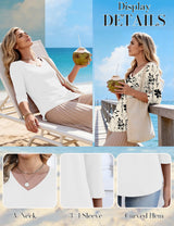 LOMON 3 Pack Tops for Women 3/4 Sleeve V Neck Basics Tees Business Casual Summer T Shirts