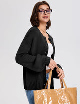 LOMON Cardigan for Women Lantern Long Sleeve Button Down Sweater Oversized Open Front Cardigan Sweaters Coats