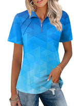 LOMON Womens Golf Polo Shirts Summer Short Sleeve 1/4 Zip Tops Moisture Wicking Casual Tennis Activewear with Pockets