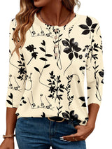 LOMON 3/4 Length Sleeve Womens Tops Dressy Casual Crewneck Pullover Tunics Summer Cute Blouses Fashion 2025 Tees Shirts