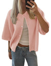 Lomon Womens Spring Summer Short Sleeve Cardigan Sweaters Trendy Crew Neck Button Down Lightweight Knit Outfit Y2k Clothes