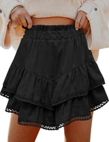 LOMON Flowy Skorts for Women Ruffle Tiered Skorts High Waist Mini Skirts Tennis Golf Crochet Casual Shorts