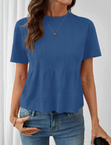 LOMON Spring Peplum Tops for Women Babydoll Pleated Short Sleeve Crop Swing Shirts Blouses Trendy Casual Clothing 2026