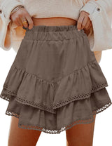 LOMON Flowy Skorts for Women Ruffle Tiered Skorts High Waist Mini Skirts Tennis Golf Crochet Casual Shorts
