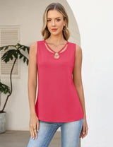 LOMON Womens Summer Tank Tops Sleeveless Shirts V Neck Casual Tee Cut Out Ring Keyhole Tanks Camisole Blouse