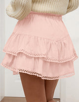 LOMON Flowy Skorts for Women Ruffle Tiered Skorts High Waist Mini Skirts Tennis Golf Crochet Casual Shorts
