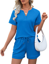 LOMON Womens Two Piece Sets Summer Lounge Sets Sweatsuit Shorts Set Casual Matching Sets