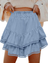 LOMON Flowy Skorts for Women Ruffle Tiered Skorts High Waist Mini Skirts Tennis Golf Crochet Casual Shorts