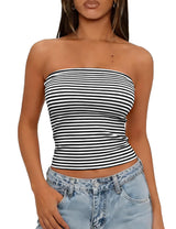 LOMON Summer Tube Tops for Women 2026 Y2k Sexy Going Out Crop Strapless Sleeveless Basic Fitted Bandeau Tank Top