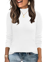 LOMON Mock Neck Tops for Women Long Sleeve Dressy Casual Lightweight Basic Knitted Pullover Sweater S-XL