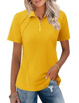 LOMON Womens Golf Polo Shirts Summer Short Sleeve 1/4 Zip Tops Moisture Wicking Casual Tennis Activewear with Pockets