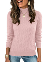 LOMON Women's Casual Turtleneck Sweaters Cable Knit Fall Long Sleeve Slim Fit Pullover Tops