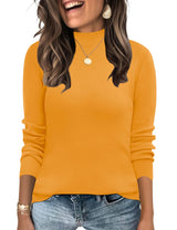 LOMON Mock Neck Tops for Women Long Sleeve Dressy Casual Lightweight Basic Knitted Pullover Sweater S-XL