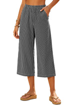 LOMON Women's Wide Leg Capri Pants Cropped Palazzo Summer Beach Vacation Casual Pants with Pockets