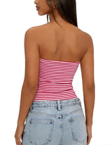LOMON Summer Tube Tops for Women 2026 Y2k Sexy Going Out Crop Strapless Sleeveless Basic Fitted Bandeau Tank Top