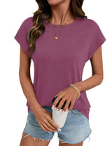 LOMON Womens Summer Tops Short Sleeve Shirts Cap Sleeve Tops Crew Neck Cute Trendy Tunic Blouses Dressy Casual Outfits 2026