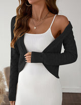 LOMON Womens Cropped Cardigan Bolero Shrugs for Dresses Knit Open Front Long Sleeve Sweater