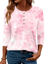 LOMON 3/4 Length Sleeve Womens Tops Dressy Casual Crewneck Pullover Tunics Summer Cute Blouses Fashion 2025 Tees Shirts