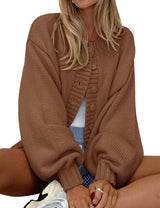 LOMON Cardigan for Women Lantern Long Sleeve Button Down Sweater Oversized Open Front Cardigan Sweaters Coats