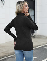 LOMON Women's Casual Turtleneck Sweaters Cable Knit Fall Long Sleeve Slim Fit Pullover Tops