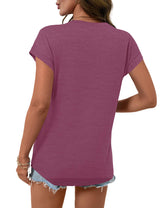 LOMON Womens Summer Tops Short Sleeve Shirts Cap Sleeve Tops Crew Neck Cute Trendy Tunic Blouses Dressy Casual Outfits 2026
