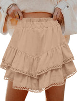 LOMON Flowy Skorts for Women Ruffle Tiered Skorts High Waist Mini Skirts Tennis Golf Crochet Casual Shorts