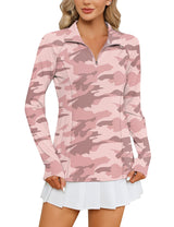 LOMON Women Long Sleeve Shirts Sun Protection 1/4 Zip Summer Quick Dry Hiking Shirts Quarter Zip Pullover for Women