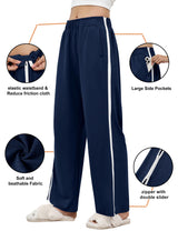 LOMON Womens Tear Away Pants Sides Full Open Sweatpants Double Slider Zip Off Post Surgery Pant with Pockets