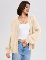 LOMON Cardigan for Women Lantern Long Sleeve Button Down Sweater Oversized Open Front Cardigan Sweaters Coats