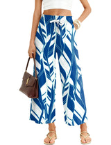 LOMON Women's Casual Wide Leg Pants Drawstring Elastic Waist Flowy Palazzo Pants with Pockets