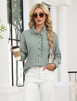 LOMON Button Down Shirts for Women Dressy Casual Long Sleeve Ruffle Blouses Office Tops Work Shirt