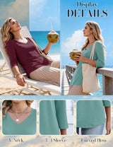 LOMON 3 Pack Tops for Women 3/4 Sleeve V Neck Basics Tees Business Casual Summer T Shirts