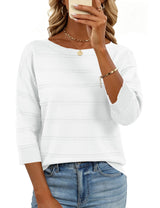 LOMON Womens Sweaters Casual Boat Neck 3/4 Sleeve Lightweight Knit Trendy Pullover Sweater Summer Tops S-XL