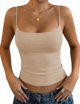 LOMON Padded Camisole Double Lined Tank Tops with Built in Bras Scoop Neck Womens Y2K Basic Going Out Cami Top