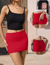 LOMON Mini Skirts for Women with Shorts Underneath Sexy Y2k Bodycon Low Rise Skorts Stretchy Trendy Club Going Out Outfits